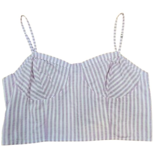 Anthropologie Striped Bustier Crop Top Purple Plus size 1x NWT - Picture 3 of 7